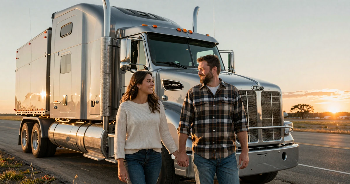 Woman reading a guide on how to date a truck driver in a warm coffee shop